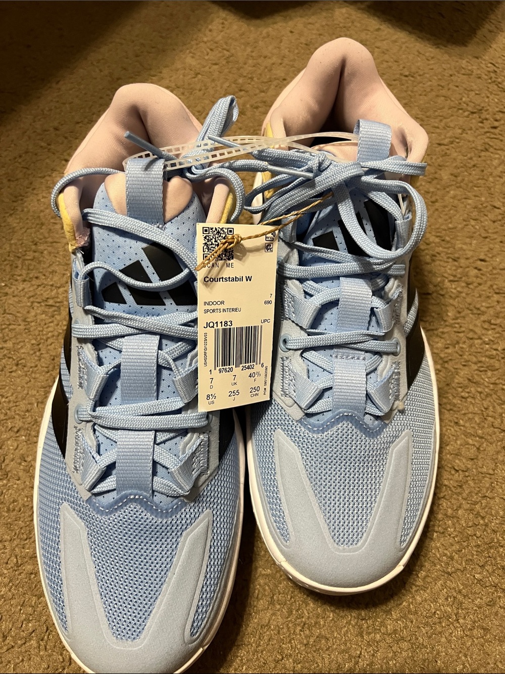 adidas Women's Light Blue Sneakers with Pink Lining and Yellow Accents - Picture 3 of 3
